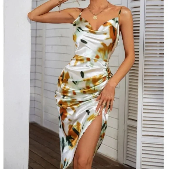 Boho brush print slit thing cami  dress - Picture 6 of 6